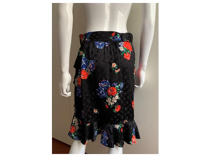 Falda Tory Burch de seda jacquard azul marino con motivos florales Multicolor - vista 14