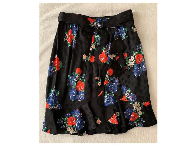 Falda Tory Burch de seda jacquard azul marino con motivos florales Multicolor - vista 7