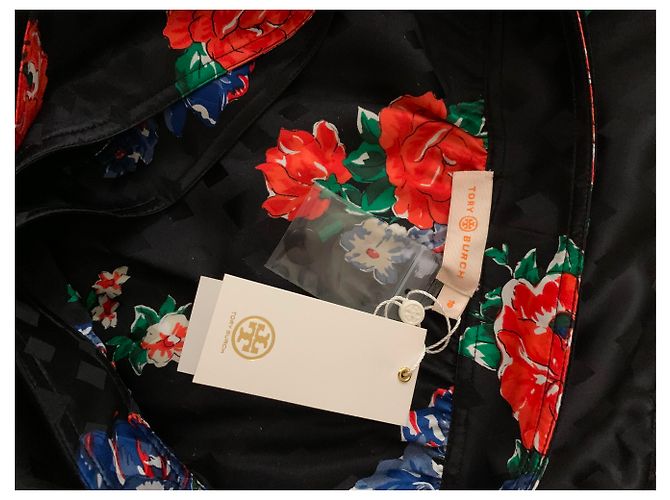 Falda Tory Burch de seda jacquard azul marino con motivos florales Multicolor - vista 9