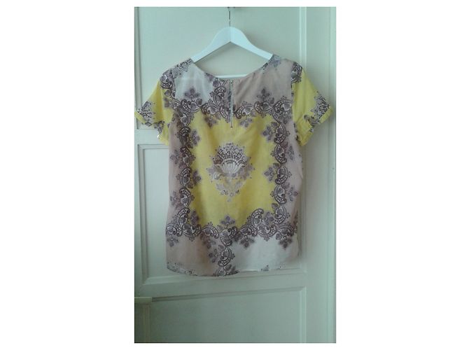 Autre Marque EMILY VAN DEN BERGH Top de algodón con motivos florales abstractos Blanco Amarillo Multicolor - vista 2