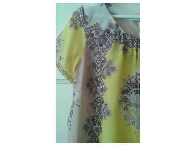 Autre Marque EMILY VAN DEN BERGH Top de algodón con motivos florales abstractos Blanco Amarillo Multicolor - vista 4