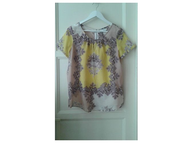 Autre Marque EMILY VAN DEN BERGH Top de algodón con motivos florales abstractos Blanco Amarillo Multicolor - vista 7
