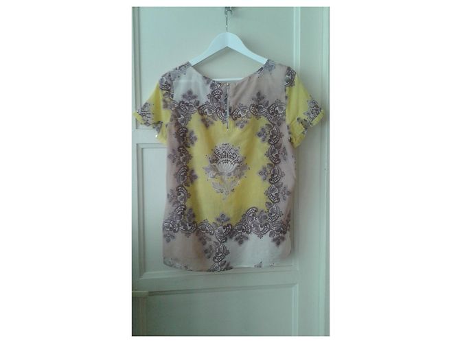 Autre Marque EMILY VAN DEN BERGH Top de algodón con motivos florales abstractos Blanco Amarillo Multicolor - vista 8