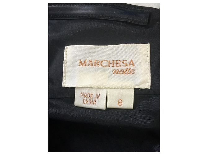 Marchesa Notte Gerafftes Seidenkleid Schwarz Roh - Ansicht 3