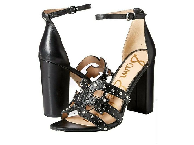 Sam Edelman Sandali con tacco e borchie in pelle Yasha Nero Silver hardware - vista 6