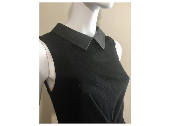 Alexander Wang Schwarzes Kleid mit Lederkragen - Ansicht 5