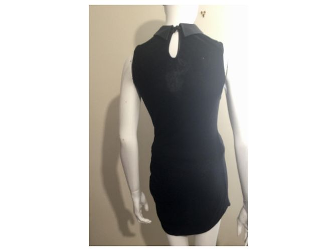 Alexander Wang Schwarzes Kleid mit Lederkragen - Ansicht 6