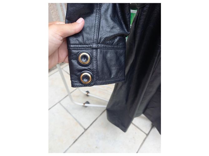 Dolce & Gabbana Abrigo largo de piel negro con cinturón - vista 7