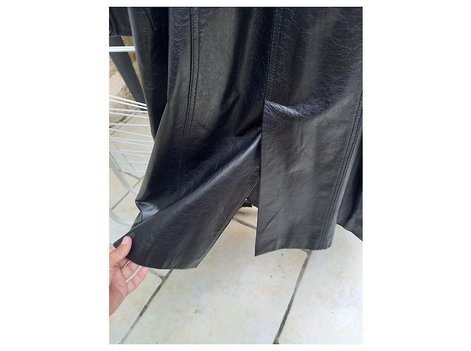 Dolce & Gabbana Abrigo largo de piel negro con cinturón - vista 8