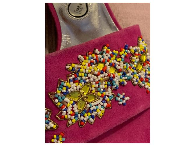 Mules Free Lance Fucsia in Camoscio con Perle Fuschia - vista 3