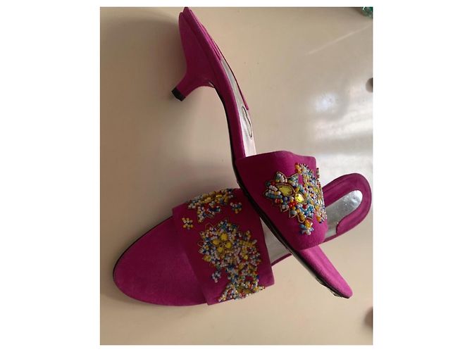 Mules Free Lance Fucsia in Camoscio con Perle Fuschia - vista 4