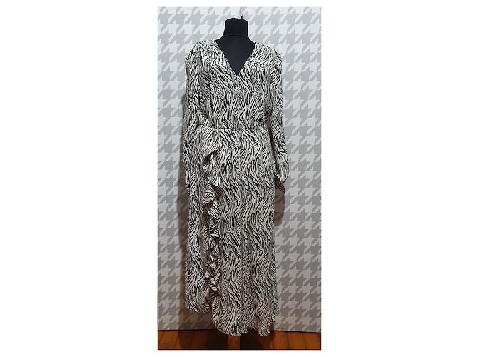 Isabel Marant Maxikleid aus Seide Zebra Print Schwarz Weiß - Ansicht 3