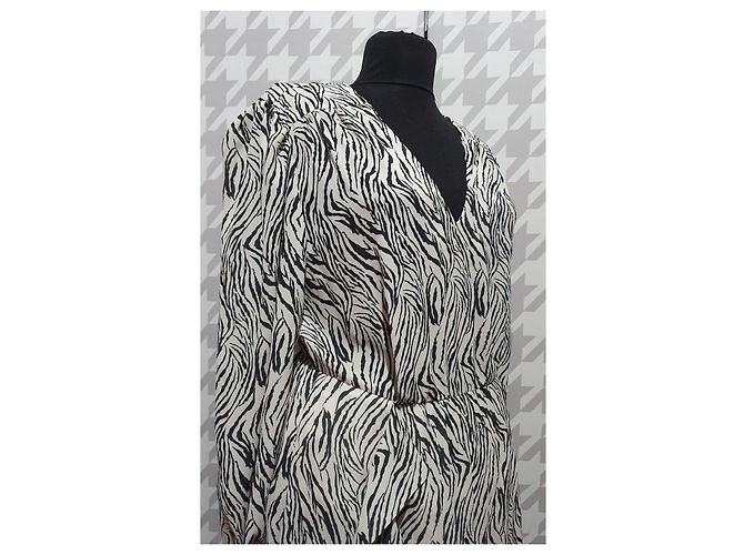 Isabel Marant Maxikleid aus Seide Zebra Print Schwarz Weiß - Ansicht 4