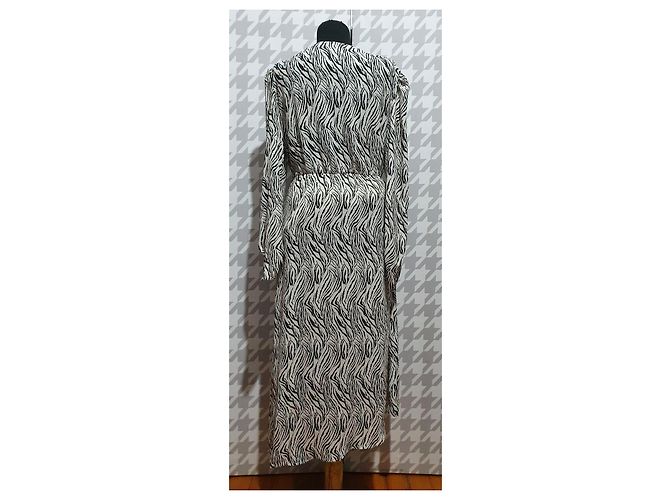 Isabel Marant Maxikleid aus Seide Zebra Print Schwarz Weiß - Ansicht 6