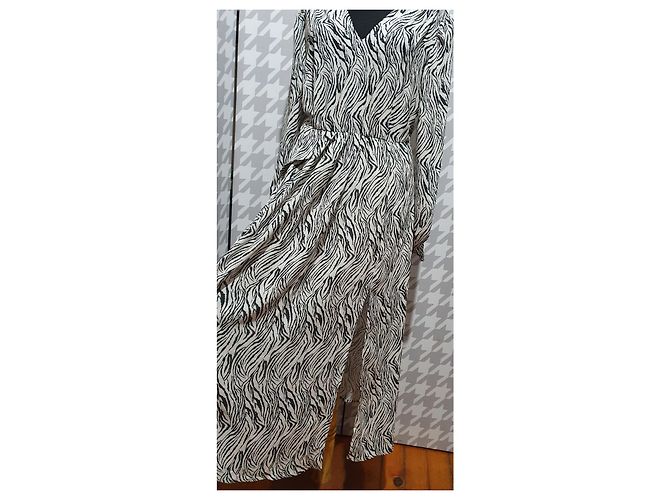Isabel Marant Maxikleid aus Seide Zebra Print Schwarz Weiß - Ansicht 7