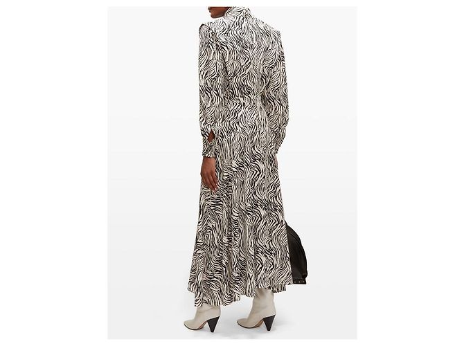 Isabel Marant Maxikleid aus Seide Zebra Print Schwarz Weiß - Ansicht 9