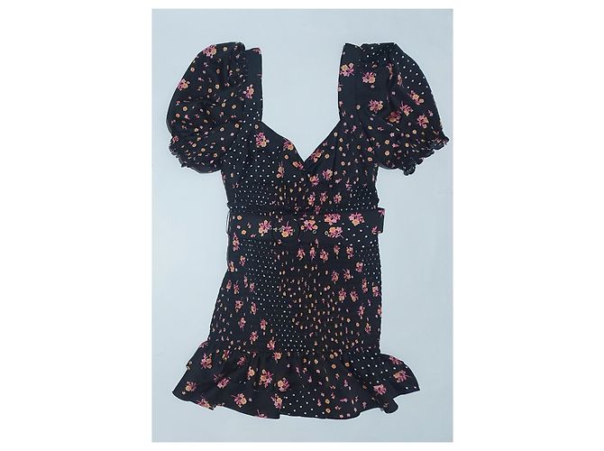 Autre Marque For Love & Lemons Blumen Minikleid mit Puffärmeln Mehrfarben - Ansicht 4
