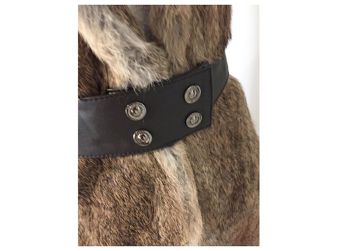 Chaqueta sin mangas Pellessimo de pelo de conejo gris M - vista 3