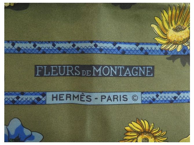 Hermès SCIARPA PIAZZA FIORI DI MONTAGNA HERMES 90 SCIARPA IN SETA KAKI Cachi - vista 3