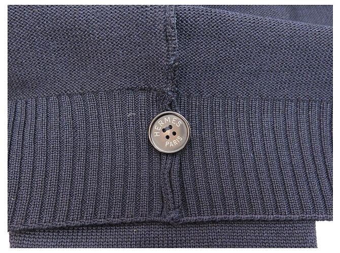 Hermès HERMES PULLOVER CARDIGAN M 48 PULLOVER AUS WILDLEDER & WOLLE KASCHMIR SEIDE MARINEBLAU - Ansicht 11