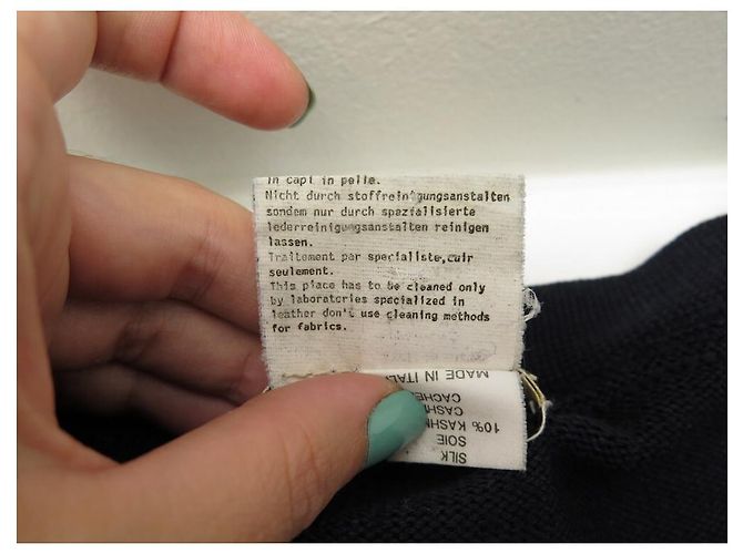 Hermès HERMES PULLOVER CARDIGAN M 48 PULLOVER AUS WILDLEDER & WOLLE KASCHMIR SEIDE MARINEBLAU - Ansicht 6