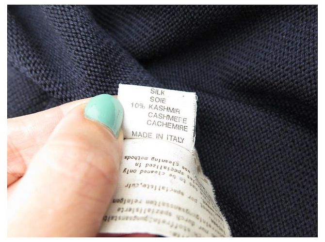 Hermès HERMES PULLOVER CARDIGAN M 48 PULLOVER AUS WILDLEDER & WOLLE KASCHMIR SEIDE MARINEBLAU - Ansicht 8