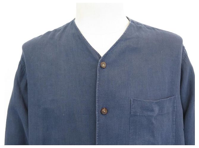 Hermès CAMICIA TUNICA OVERSIZE HERMES L 42 CAMICIA IN LINO NUOVA IN LINO BLU - vista 2