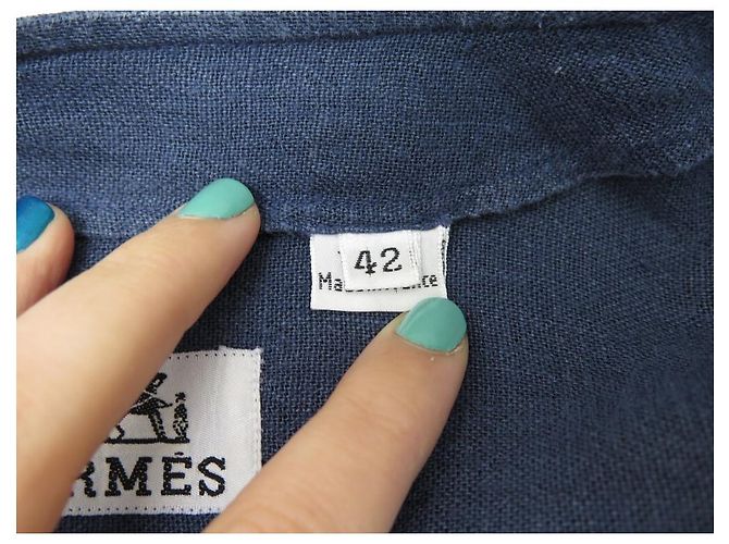 Hermès CAMICIA TUNICA OVERSIZE HERMES L 42 CAMICIA IN LINO NUOVA IN LINO BLU - vista 3