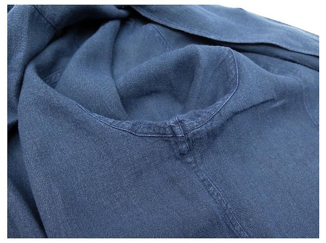 Hermès CAMICIA TUNICA OVERSIZE HERMES L 42 CAMICIA IN LINO NUOVA IN LINO BLU - vista 6