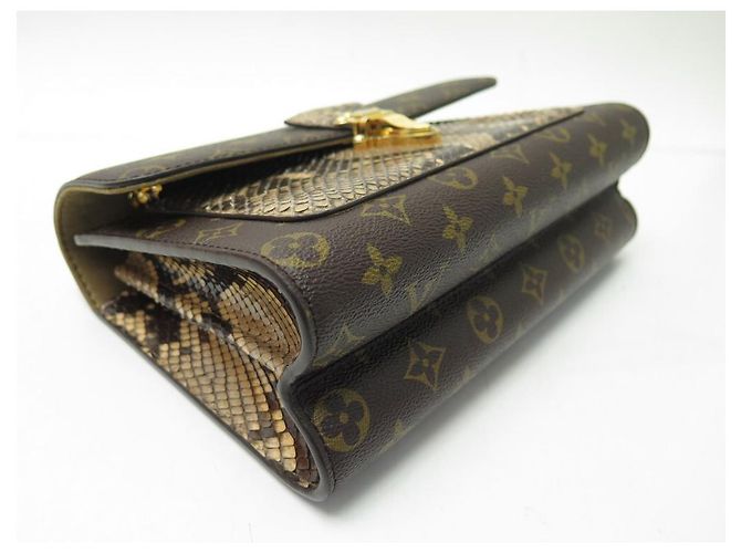 NEU LOUIS VUITTON VICTORY HANDTASCHE MONOGRAMM & PYTHON LEDER BANDOULIERE Braun - Ansicht 3