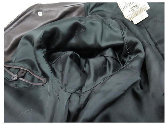 Hermès HERMES LONG M JACKET 48 BROWN LAMB LEATHER JACKET COAT - view 3
