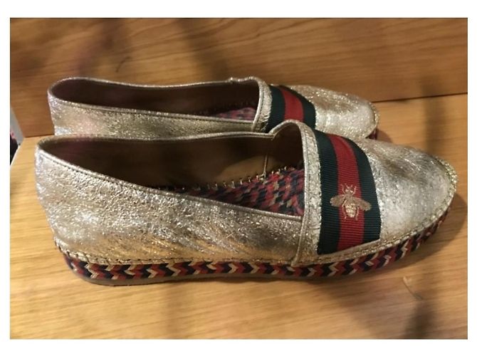 Gucci Espadrilles aus Leder Rot und Gold 37 Golden - Ansicht 2
