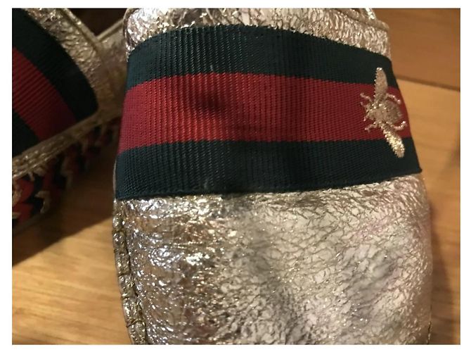 Gucci Espadrilles aus Leder Rot und Gold 37 Golden - Ansicht 4