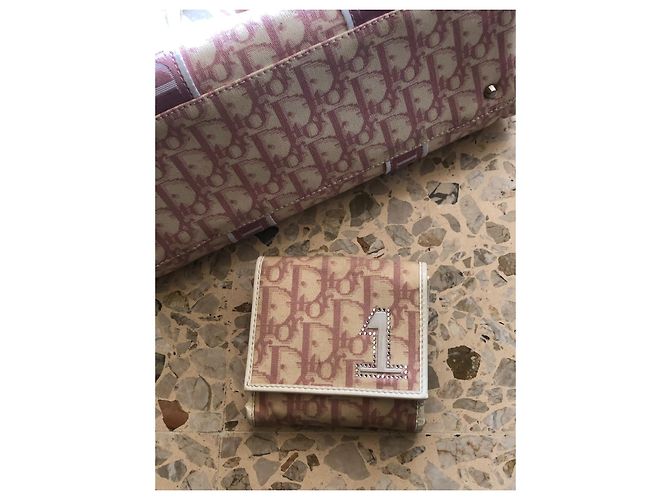 Set Christian Dior Borsa e Portafoglio Rosa in Tessuto - vista 7