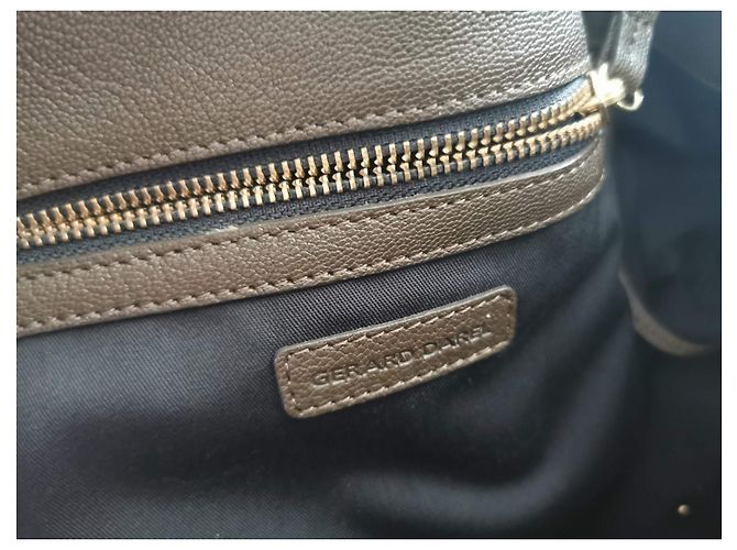 Borsa a mano Gerard Darel in pelle kaki scuro Cachi Marrone scuro - vista 13