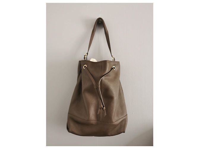 Borsa a mano Gerard Darel in pelle kaki scuro Cachi Marrone scuro - vista 16