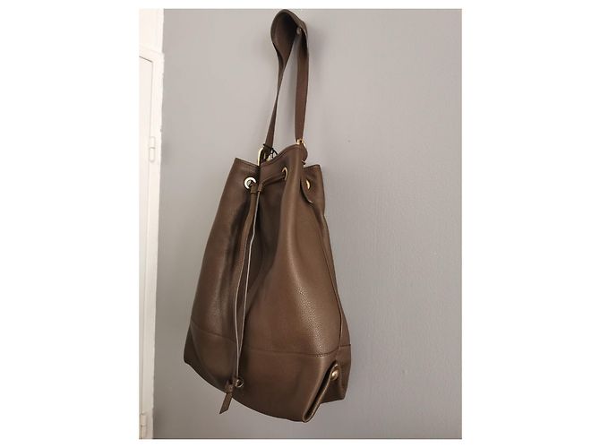 Borsa a mano Gerard Darel in pelle kaki scuro Cachi Marrone scuro - vista 4