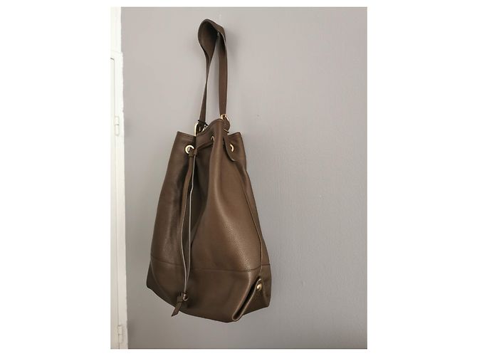 Borsa a mano Gerard Darel in pelle kaki scuro Cachi Marrone scuro - vista 8