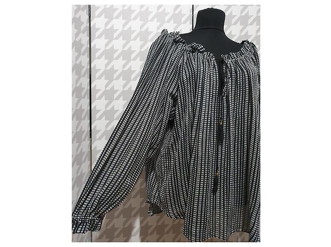 Camicetta Zimmermann in cotone bianco e nero oversize - vista 3