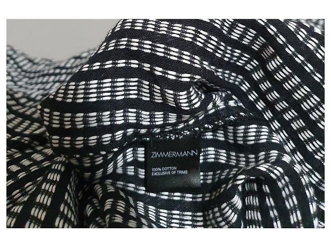 Camicetta Zimmermann in cotone bianco e nero oversize - vista 5