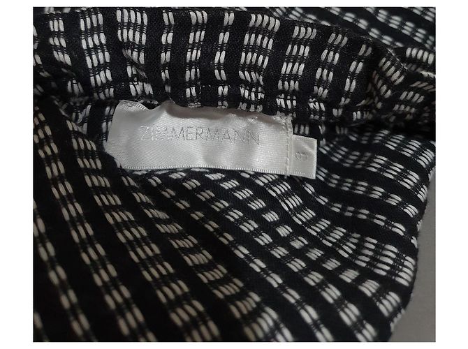Camicetta Zimmermann in cotone bianco e nero oversize - vista 6
