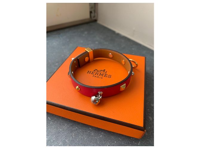 Pulseira Hermès Mini Dog em couro rosa - vista 4