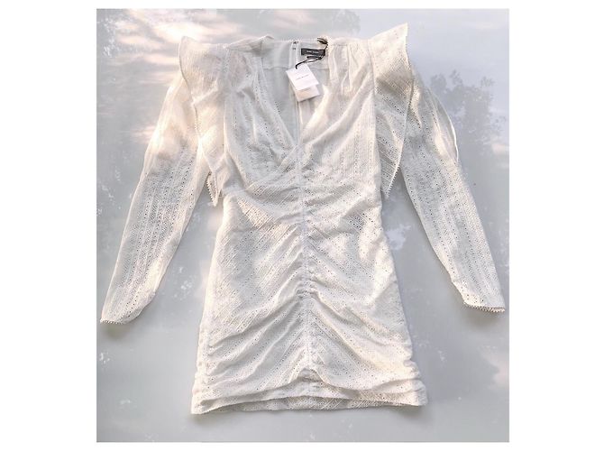 Vestido Isabel Marant Blanco de Algodón con Bordado Inglés - vista 3