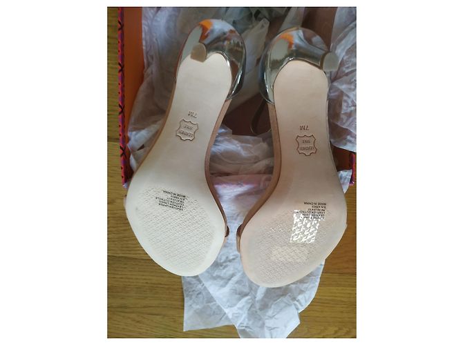 Sandali Tory Burch Ellie con cinturino alla caviglia Beige Scamosciati e Metallizzati - vista 4