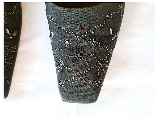 Décolleté Charles Jourdan in tessuto neri con strass Nero - vista 2