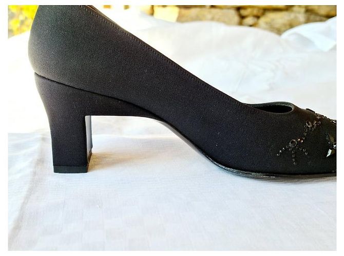 Décolleté Charles Jourdan in tessuto neri con strass Nero - vista 3
