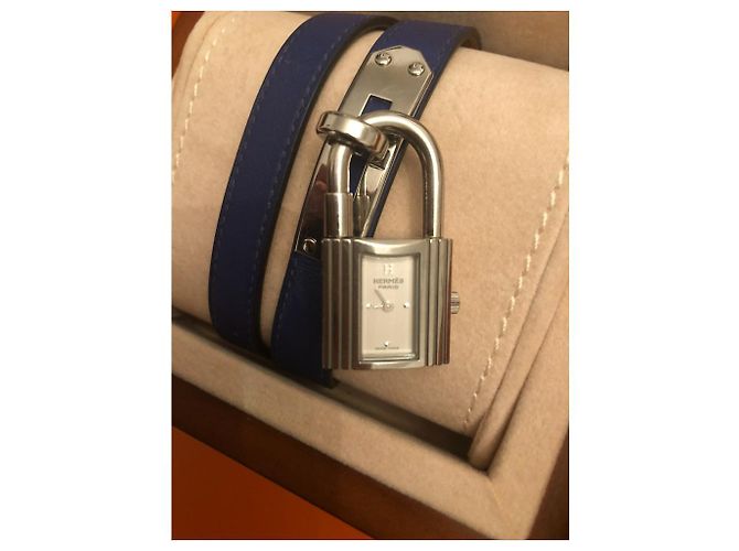 Hermès Orologio da tour foderato Kelly Blu - vista 2
