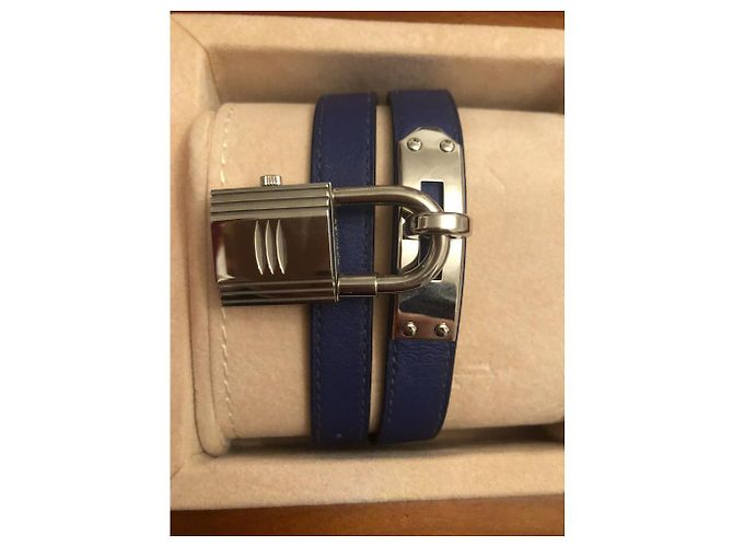 Hermès Orologio da tour foderato Kelly Blu - vista 3