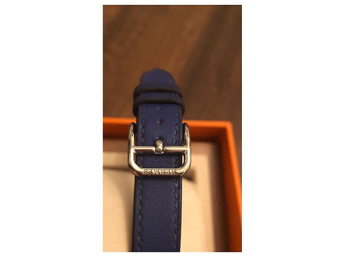 Hermès Orologio da tour foderato Kelly Blu - vista 5