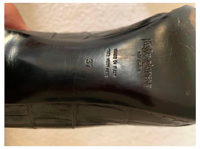 Yves Saint Laurent Décolleté in pelle stampata vintage Nero - vista 6